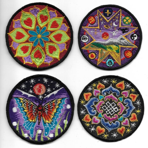 Boho Flowers Stars and Butterflies Embroidered Patch Assortment | Sew-On Applique | Handmade in India | Each Sold Separately