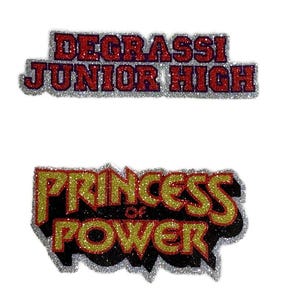 Transferência térmica com glitter | Transferência térmica com glitter para Degrassi Junior High / Princess of Power | Transferência térmica para camisetas e muito mais | Transferências retrô dos anos 90