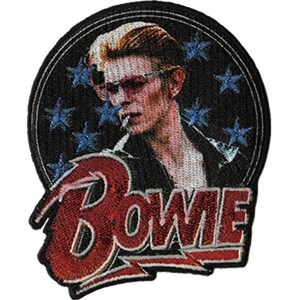 David Bowie Stars Glitter Brodé Patch | Fer à repasser sous licence officielle sur applique | | de patch Bowie Patchs musicaux