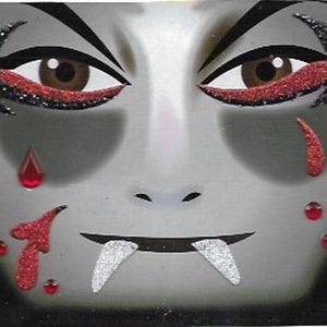 Vampire Face Sticker Set | Temporary Face Decorations | Gothic Vampire | Costume Accessory | Unisex | Removable Stickers | Halloween Costume