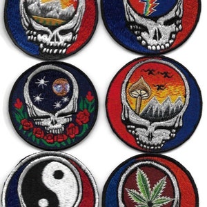 Indian Embroidered Patches | Sew-On Applique | Deadhead Skull Motif | Handmade in India | Each Sold Separately | New and Unused