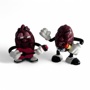 California Raisins Little Musician Figures |  | Pair of Small Plastic Figures from 1980s | Collectible Toys | Vintage Toys