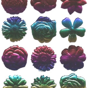 Stickerset metallic bloem | Regenboogkleuren | 12 bloemen | Papierkunst | Knutselbenodigdheden | Kaarten maken | Decoreren | Cadeauverpakking