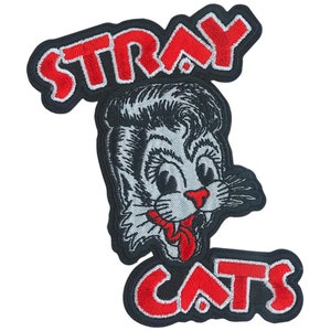 Parche bordado con logotipo de Stray Cats / aplique termoadhesivo, con licencia oficial, parches de roca