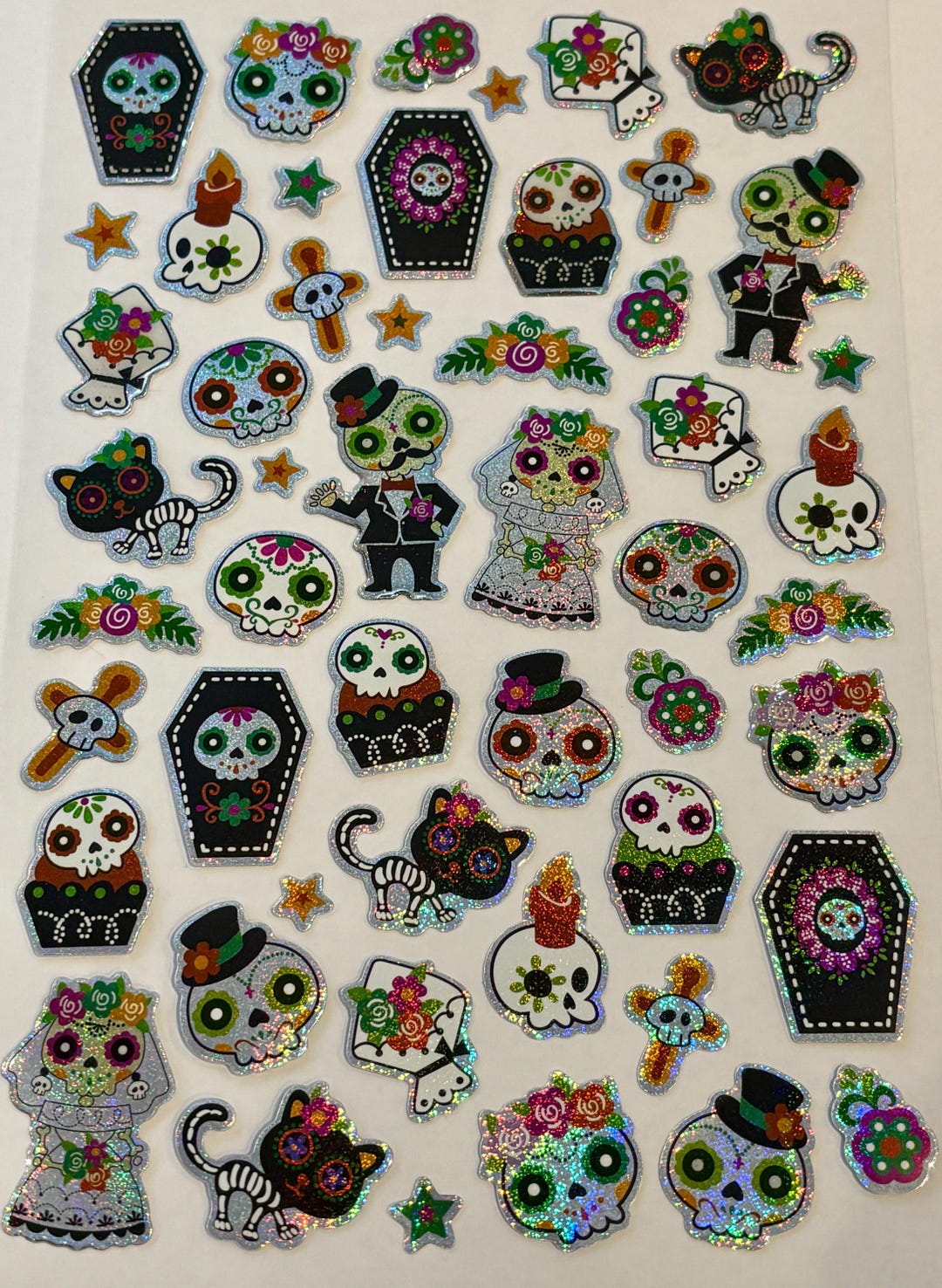 Day of the Dead Sparkly Sticker Sheet | Halloween | Cinco De Mayo ...