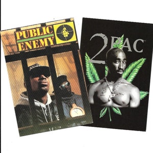 Postales de música vintage / Nuevo y sin usar / Postales de banda / Enemigo público / Tupac con hoja de maceta / Postales de rock / Postales de los años 90