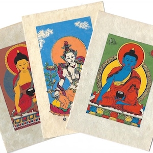 Nepalese kunstkaarten | Vintage blanco wenskaarten | Handgemaakte papieren kaarten van Lokta | Inlijstbare afbeeldingen | Nieuw en ongebruikt | Ambachten uit de Himalaya