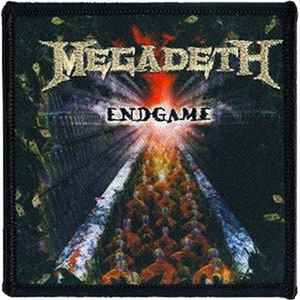 May include: Black and gold embroidered patch with the band name "Megadeth" and the album title "Endgame" in white text.