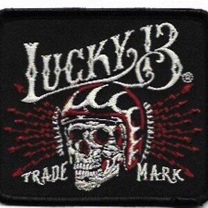 Lucky Thirteen Skull Built Embroidered Patch / Iron-On Applique, Lucky 13, Officially Licensed