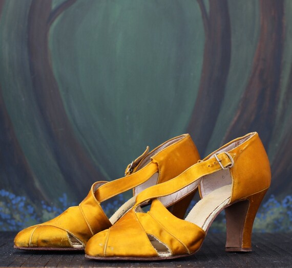 mustard yellow satin heels