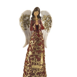 Snowflake Angel Christmas Angel Figurine  Angel Statue Gift  Hand Painted Angel Unique Figurine