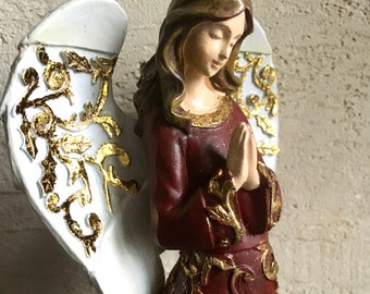 Hand Painted Angel_ Praying Angel Figurine_ Praying Angel Statue_  Gift Angel Unique Figurine