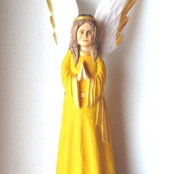 Christmas Sale Wood Angel   Wooden Angel   Hand Carved Angel Christmas Gift  Polish Folk Art