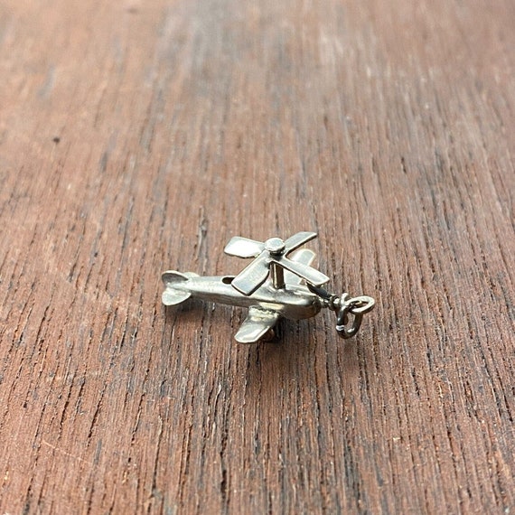Vintage 925 Sterling Silver Articulated Airplane … - image 1