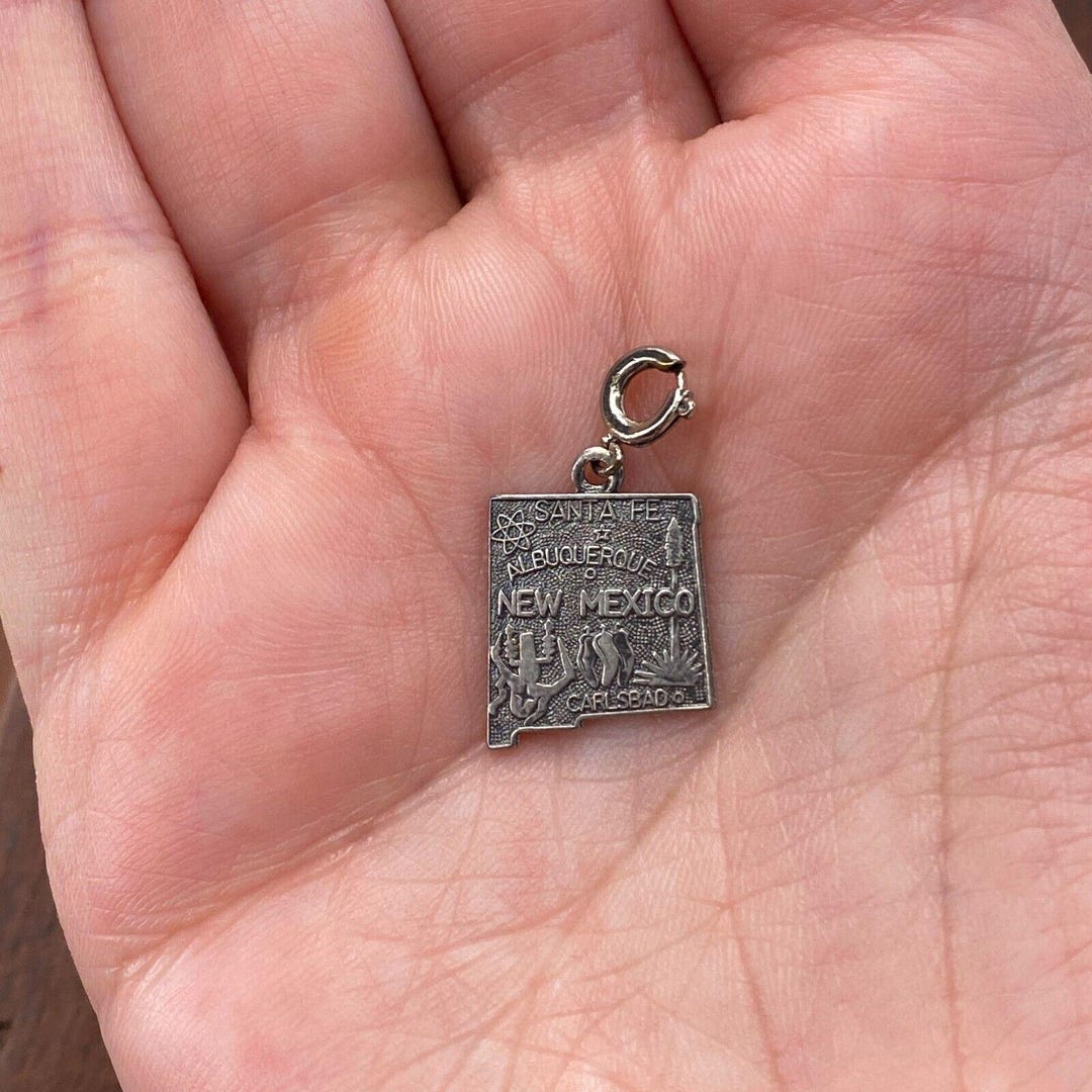 New Mexico State Map Charm Pendant – 925 Sterling Silver, Made In USA - View #3