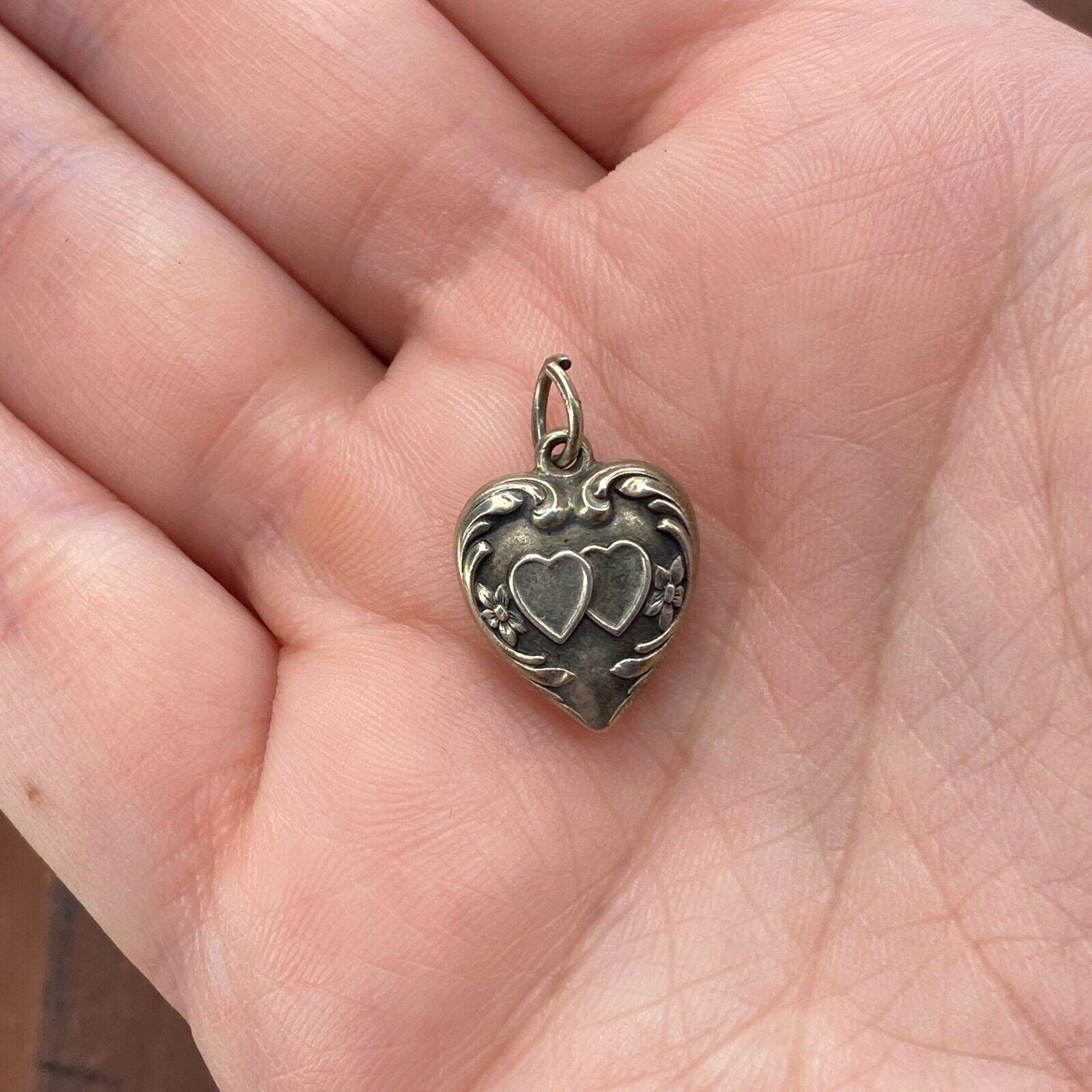 Vintage silver puffy heart - Etsy 日本