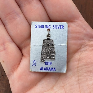 Vintage 925 Sterling Silber ""Alabama"" State Map Anhänger Armband Charm