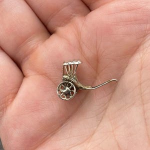 Vintage 925 Sterling Silver Rickshaw Cart Wheels Move 3D Pendant Bracelet Charm