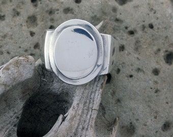 Sterling Zilveren Ovale Zegel Ring