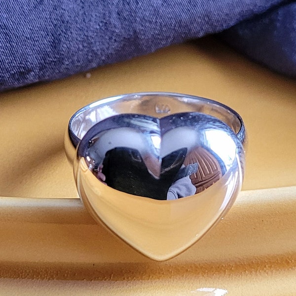 Sterling Silver Puffed Heart Ring