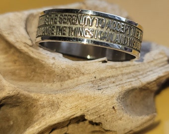 Sterling Silver AA Band with Serenity Prayer