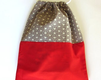 Sac de rangement en coton, pochette à cordon, petits cœurs rouges et beiges, grand sac, sac de protection chaussures, lingerie de voyage