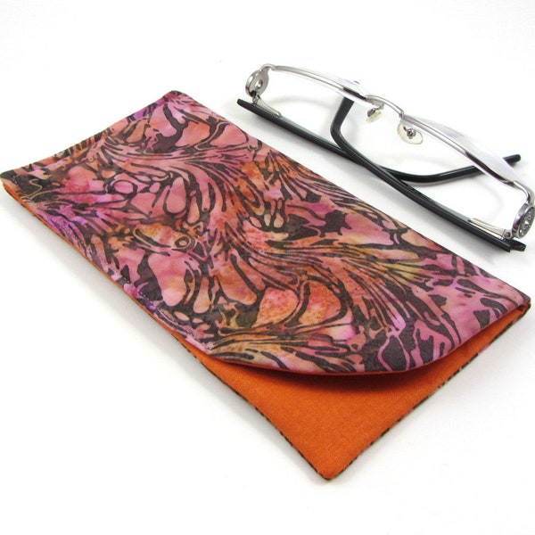 Cotton glasses case, batik spectacle pouch, soft padded case, sunglasses sleeve, for her