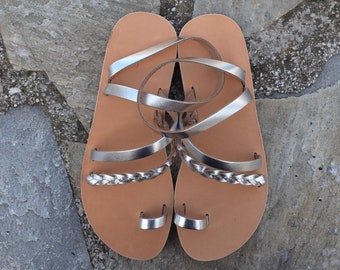 sandals, leather sandals, women sandals, wedding sandals, flat sandals, strappy sandals, silver sandals, handmade sandals