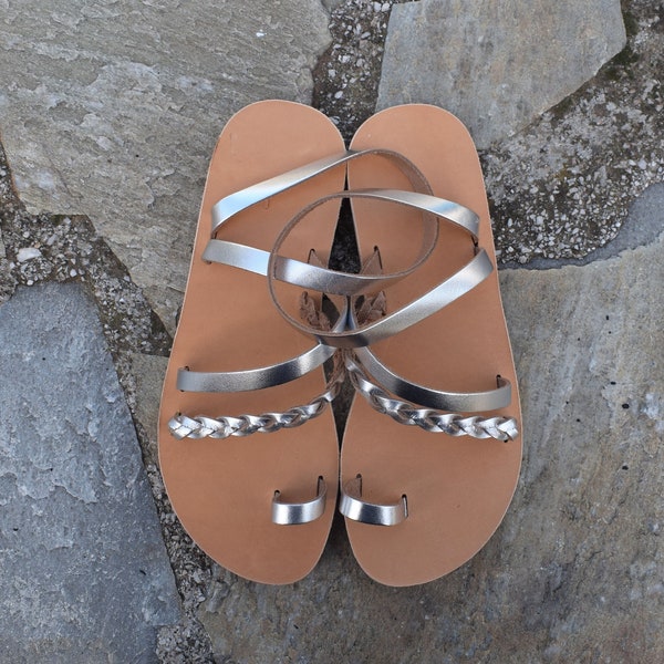 sandals, leather sandals, women sandals, wedding sandals, flat sandals, strappy sandals, silver sandals, handmade sandals