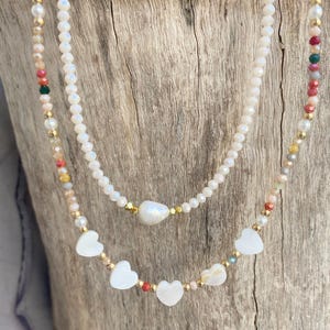 Multicolor Bead Necklace, Colorful Necklace, Set Necklace, Dainty Necklace, Minimalist Necklace, Gift for her, Shell Necklace, Bead Necklace