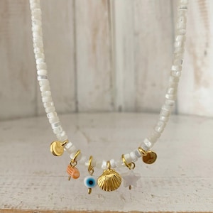 Shell Necklace, Summer Necklace, Beach Necklace, Beaded Necklace, Choker Necklace, Surf Necklace, Beach & Boho Jewelry, Gift for her