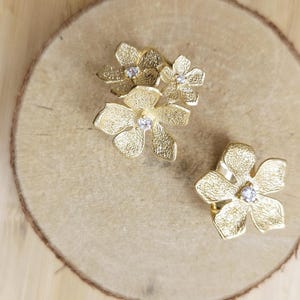 18k Gold Plated Statement Ring, Orchid Ring for Women, Textured Finish Ring, Dainty Floral Ring, Flower Design, Boho Style, Birthday Gift