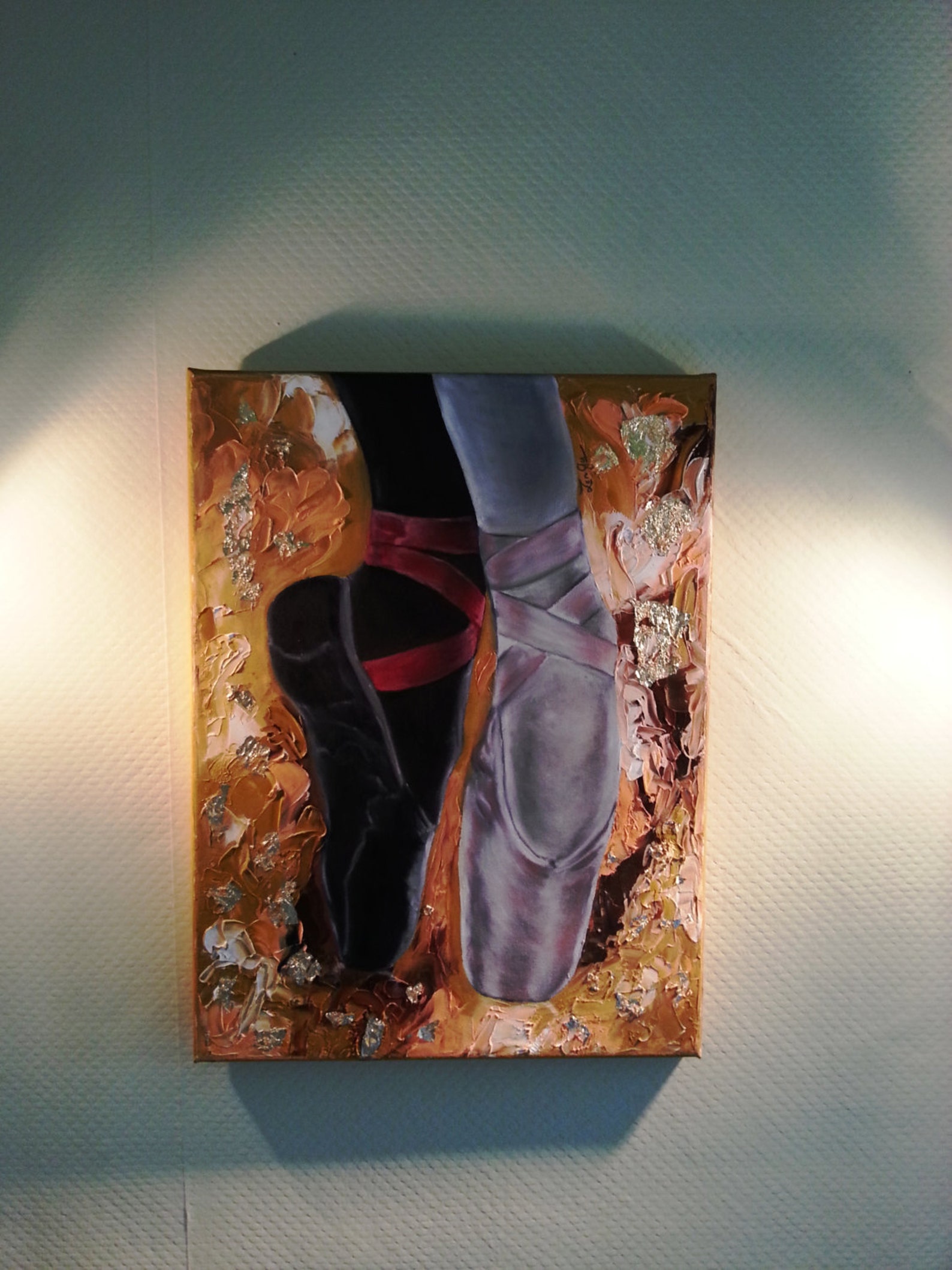 ballet shoes oil painting on canvas. made to order . ballet theme art wall decor. great housewarming gift. shipping worldwide