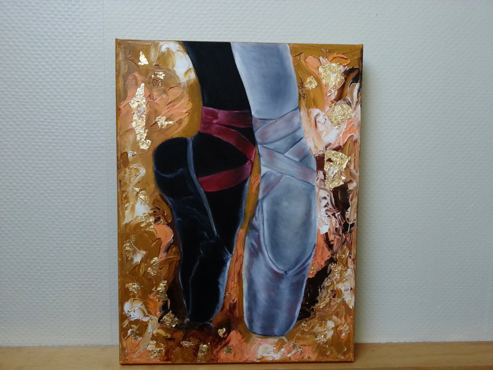 ballet shoes oil painting on canvas. made to order . ballet theme art wall decor. great housewarming gift. shipping worldwide
