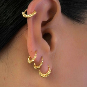 Gold Plated Earrings, Hoop Earrings, Boho Earrings, Tiny Earrings, Indian Jewelry, Cartilage Earring, Cartilage Piercing, Tragus Earring