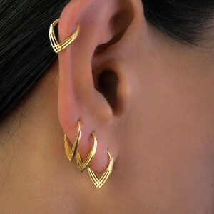 Tribal Jewelry, Bohemian Earrings, Earring Set, Gold Plated Earrings, Statement Earrings, Cartilage Earring, Piercing Jewelry, Helix Hoop