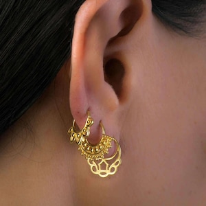 Juego de pendientes, joyería india, pendientes de aro pequeños, pendientes de aro diminutos de oro, juego de piercings, pendientes de hélice, pendientes de cartílago, pendientes de trago