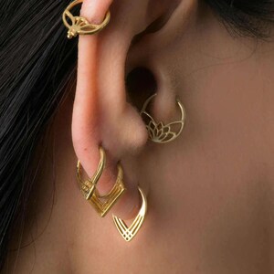 Piercing Set, Cartilage Earrings, Tragus Earrings, Helix Earrings, Rook Piercing, Small Hoop Earrings Gold, Indain Jewelry, Ear Piercing,18g