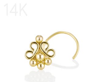 Nose Stud, Nose Piercing, Tragus Earring, Cartilage Earring, Helix Earring, Unique Nose Stud, Nose Screw, 14K Nose Stud, Indian Piercing