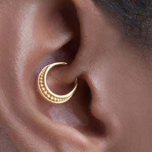 Gold Daith Earring, Daith Hoop Piercing, 14K Solid Gold Cartilage Earring, Nose Gold Hoop, Tragus Jewelry, Piercing Helix, Rook Piercing