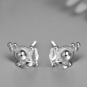 Sterling Silver Women Stud Earrings, 925 Silver Indian Lotus Earrings, Special Silver Post Earrings, Second Hole Cartilage Silver Piercing