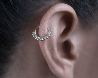 Silver Helix Piercing, Helix Earring, Helix Hoop, Front Helix, Forward Helix Earring, Tragus Jewelry, Daith Piercing, Daith Hoop, 18g,Tribal