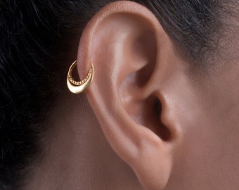 14k Gold Helix Earring, Indian Daith Earring, 14k Gold Hoop Piercing, Helix Jewellery, Ethnic Helix Piercing, Cartilage Piercing Earrings