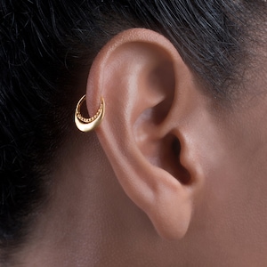 14k Solid Gold Helix Earring, Indian Hoop, Bohemian Cartilage Piercing, Daith, Gift for Her