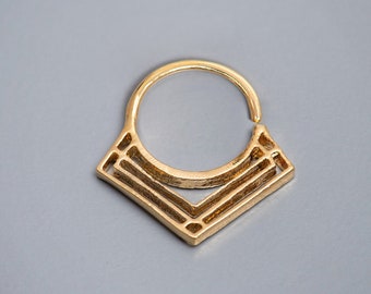 Geometric Septum Ring, Boho Septum Ring, Nose Septum Ring, 14k Gold Geometric Septum Ring 20g/18g/16g, Septum Piercing, Septum Jewelry