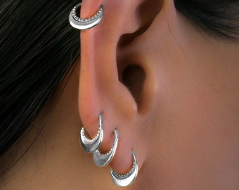 Boho Earring Set, Silver Small Hoop Earrings, Gold Small Hoops, Cartilage Earring, Piercing Helix, Rook Piercing, Daith Jewelry,Indian Style