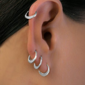 Conjunto de pendientes Boho, Pendiente de cartílago, Pendiente de hélice, Hélice perforadora, Pendiente Daith, Perforación de torre, Plata de ley o chapado en oro, 18 g, Hippie