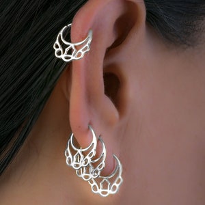 Silver Earring Set, Gold Small Hoop Earrings, Cartilage Earring, Piercing Helix, Indian Jewelry, Indian Piercing, Tribal Jewelry, 18g, Boho