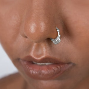 Sterling Silver Nose Ring, Indian Hoop, 20g, Daith, Rook, Helix Piercing, Tribal Jewelry, Gift for Her