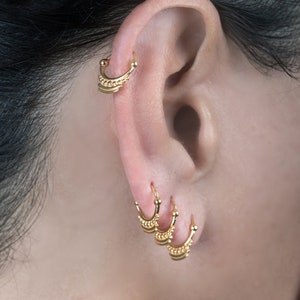 Hoop Earring Set, Small Hoop Earrings, Indian Jewelry, Piercing Helix, Helix Earring, Helix Hoop, Cartilage Hoop, 14k Recycled Gold, 20g